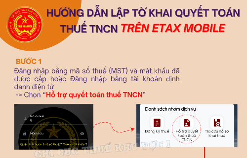 Hướng dẫn lập tờ khai quyết toán thuế thu nhập cá nhân trên eTax Mobile